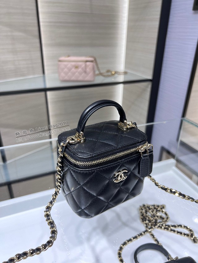 Chanel專櫃2022C新品內配小鏡子手提化妝小盒子 AP2198Y 香奈兒原廠皮小型收納盒女包 djc4884